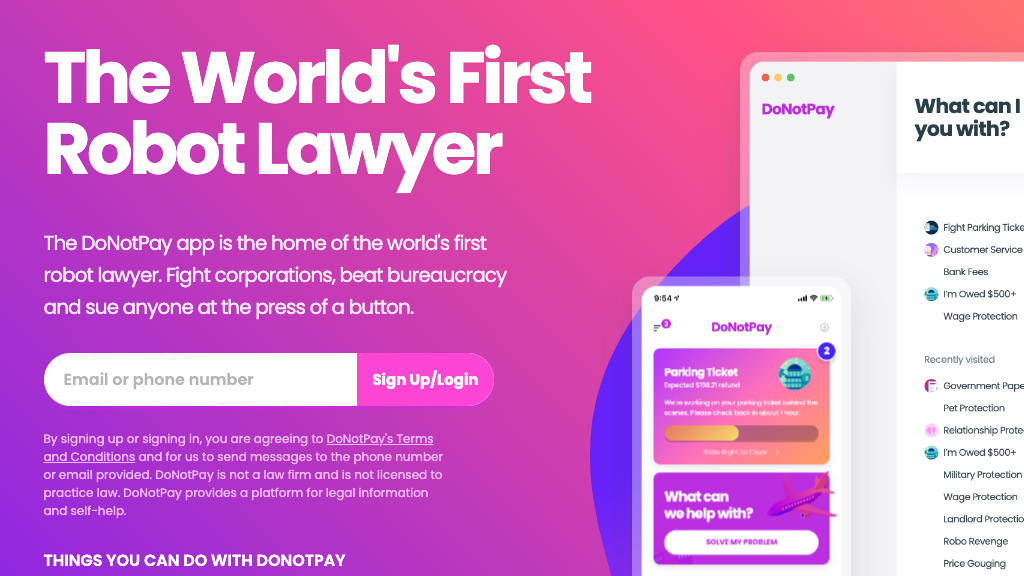 Legal Tech Chatbot DoNotPay